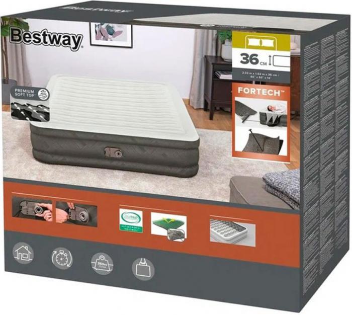 BESTWAY Матрас надувной FORTECH QUEEN со встроенным электронасосом 203X152X36 см 69133 - фото 9 - id-p223961647