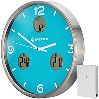 Часы настенные Bresser MyTime io NX Thermo/Hygro, 30 см, серые (Голубой)