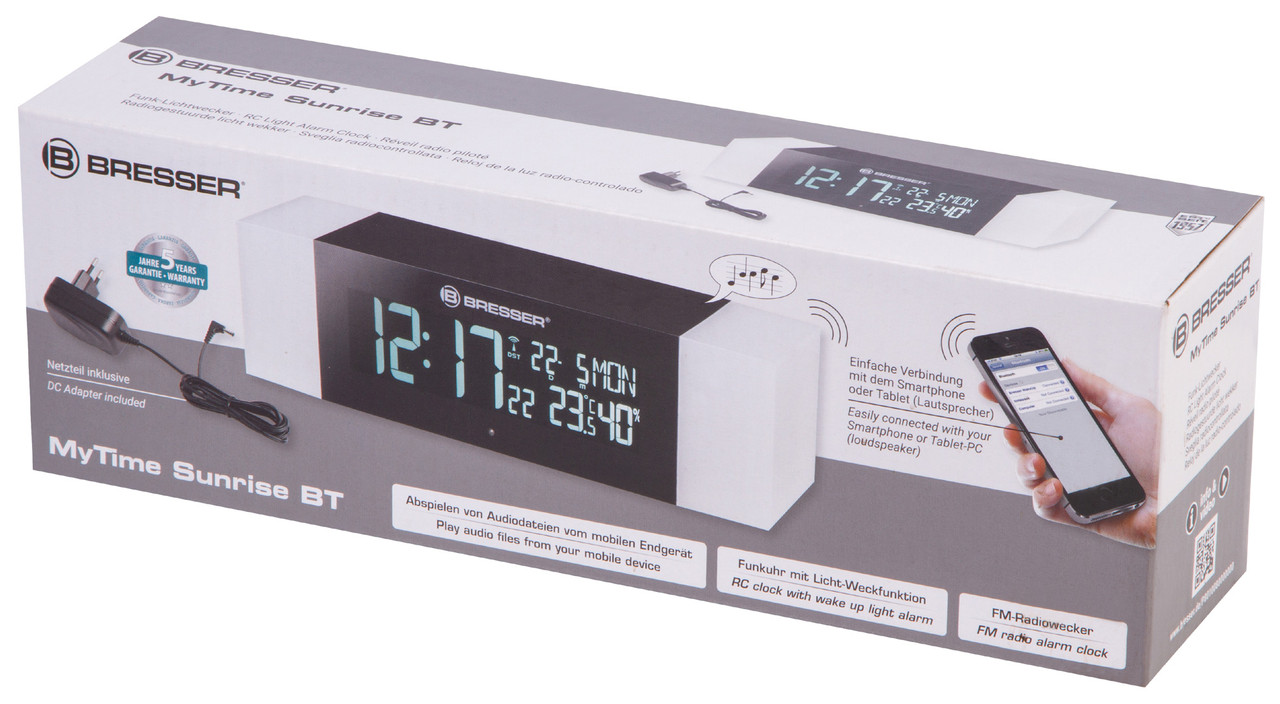 Радио с будильником и термометром Bresser MyTime Sunrise Bluetooth, черное - фото 10 - id-p111722213