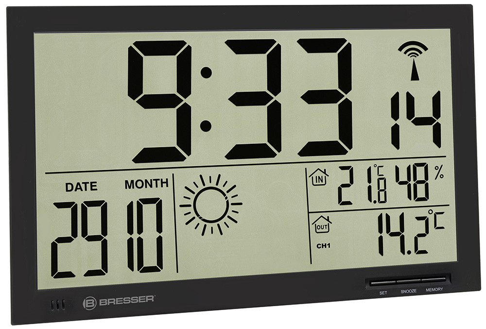 Метеостанция (настенные часы) Bresser MyTime Jumbo LCD, белая - фото 2 - id-p112451760