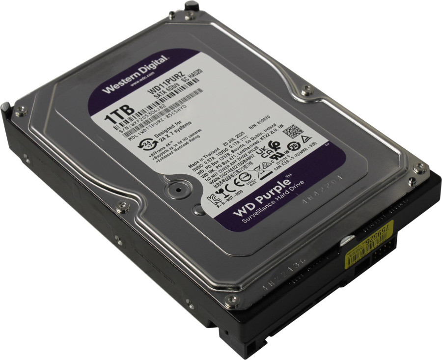 Жесткий диск WD SATA-III 1TB WD11PURZ Surveillance Purple (5400rpm) 64Mb 3.5" - фото 1 - id-p218398237