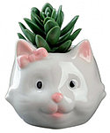 Горшок цветочный керамический «Кошка с бантиком» 9*9*8 см, 0,3 л