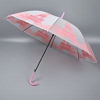 Зонт - трость полуавтоматический «Париж», ПВХ, 8 спиц, R = 46 см, рисунок МИКС