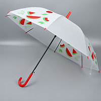 Зонт - трость полуавтоматический «Фрукты», ПВХ, 8 спиц, R = 45 см, рисунок МИКС