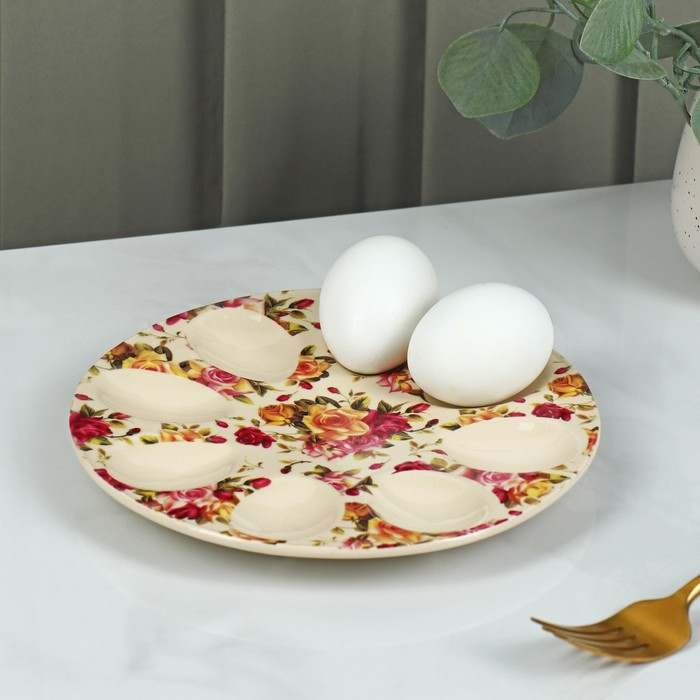 Подставка керамическая для яиц Доляна «Сад роз», d=19,5 см - фото 1 - id-p223997802