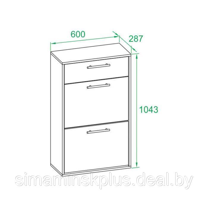 Обувница, 600 × 287 × 1043 мм, цвет корпус венге/фасад белёный дуб - фото 2 - id-p223998794