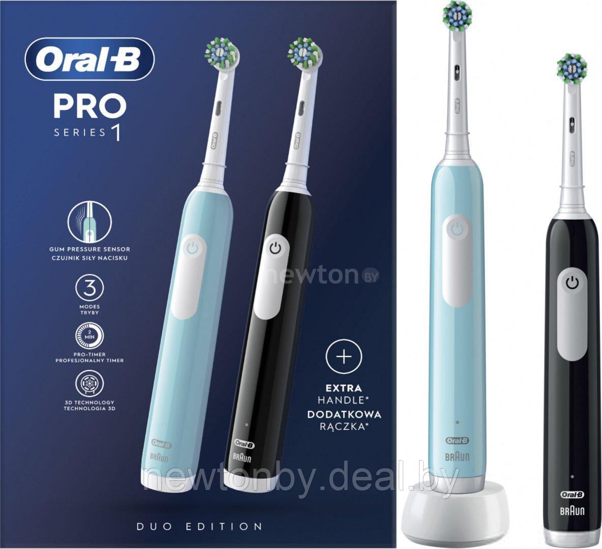 Комплект зубных щеток Oral-B Pro Series 1 D305.523.3H (2 шт, черный/бирюзовый) - фото 1 - id-p223998799