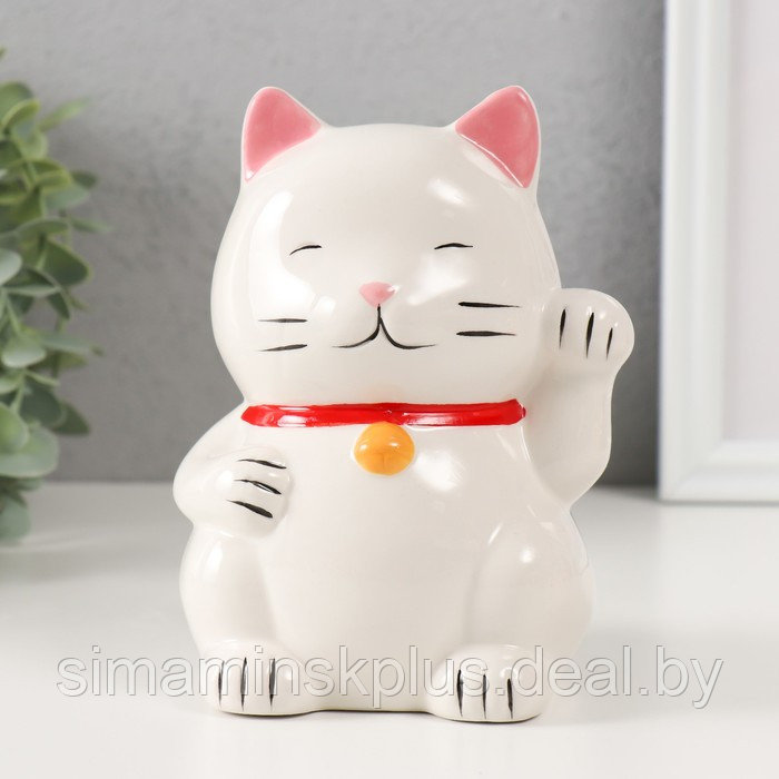 Копилка керамика "Белый кот Манэки-нэко" 10х10х14,5 см - фото 1 - id-p223999136