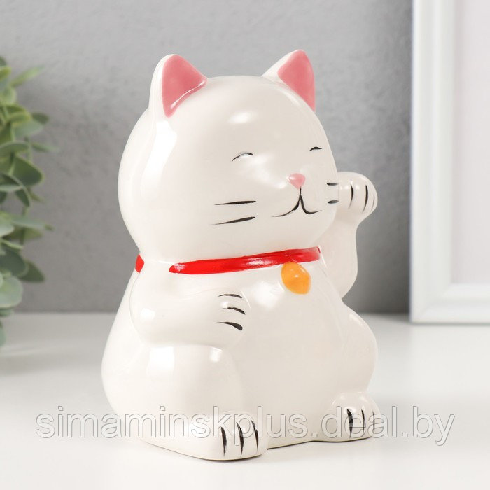 Копилка керамика "Белый кот Манэки-нэко" 10х10х14,5 см - фото 2 - id-p223999136