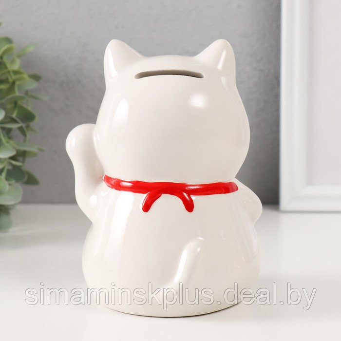 Копилка керамика "Белый кот Манэки-нэко" 10х10х14,5 см - фото 3 - id-p223999136