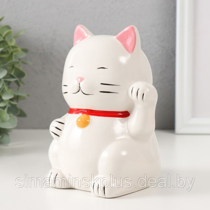 Копилка керамика "Белый кот Манэки-нэко" 10х10х14,5 см - фото 4 - id-p223999136