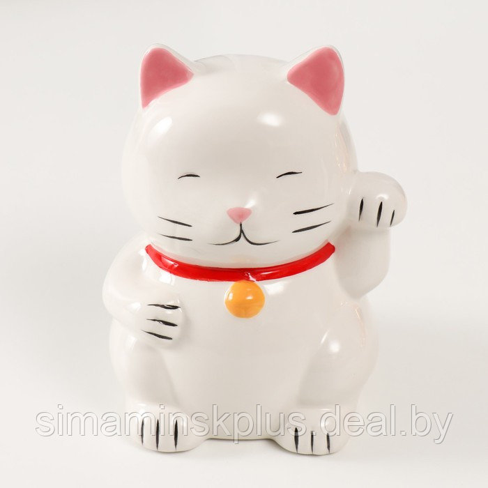Копилка керамика "Белый кот Манэки-нэко" 10х10х14,5 см - фото 5 - id-p223999136