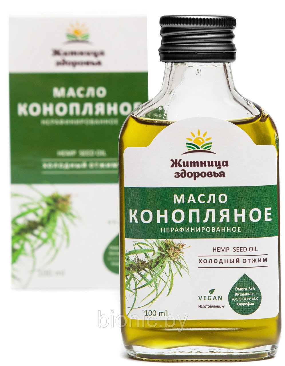 Конопляное масло нефильтрованное/ нерафинированное/ холодного отжима 100 мл. - фото 1 - id-p223999726