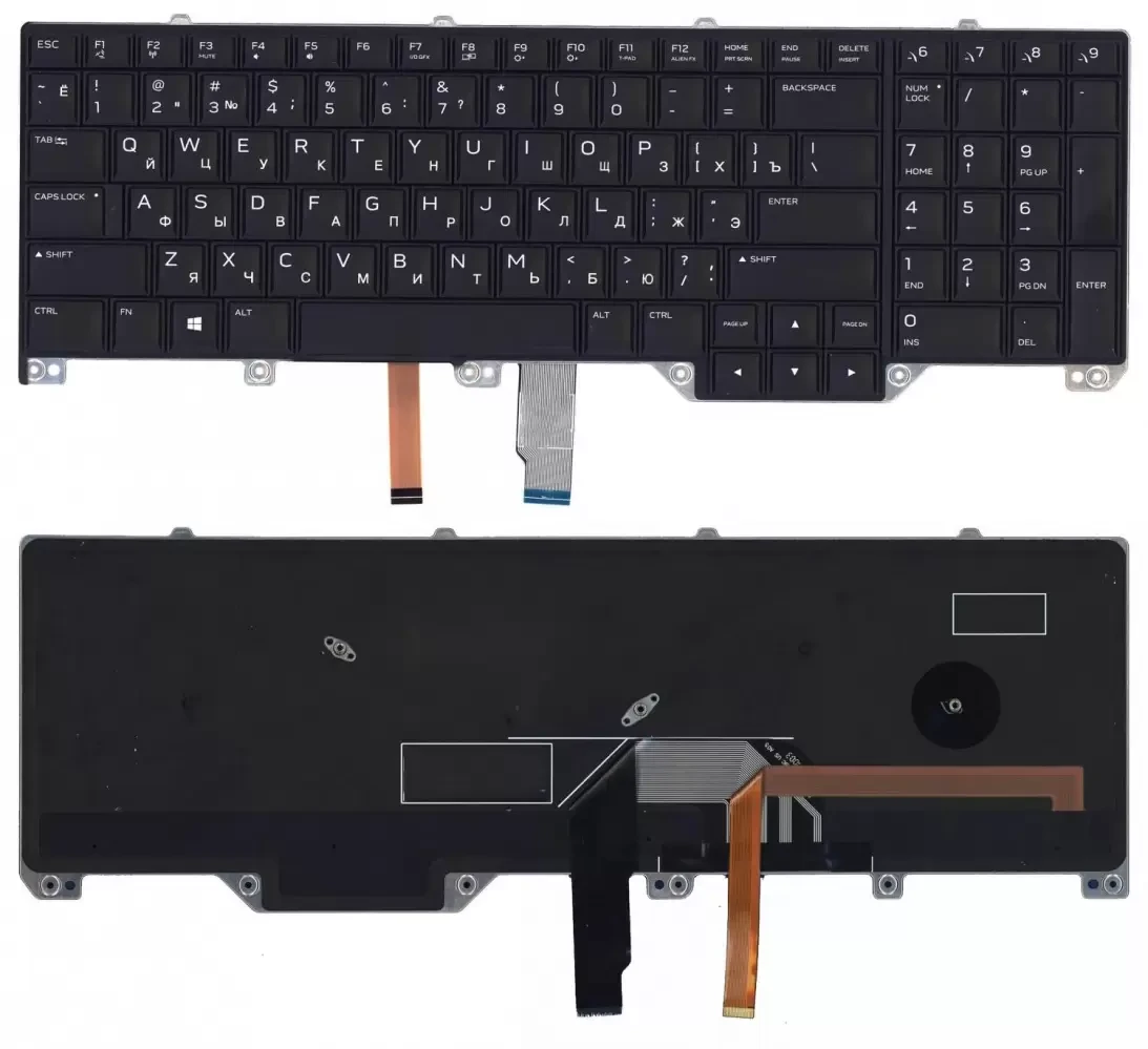 Клавиатура для ноутбука Dell Alienware 17 R4, черная с подсветкой - фото 1 - id-p223999791