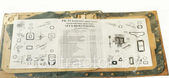 Комплект прокладок трансмиссии трактора МТЗ-80/82/920/952 - фото 1 - id-p224001851