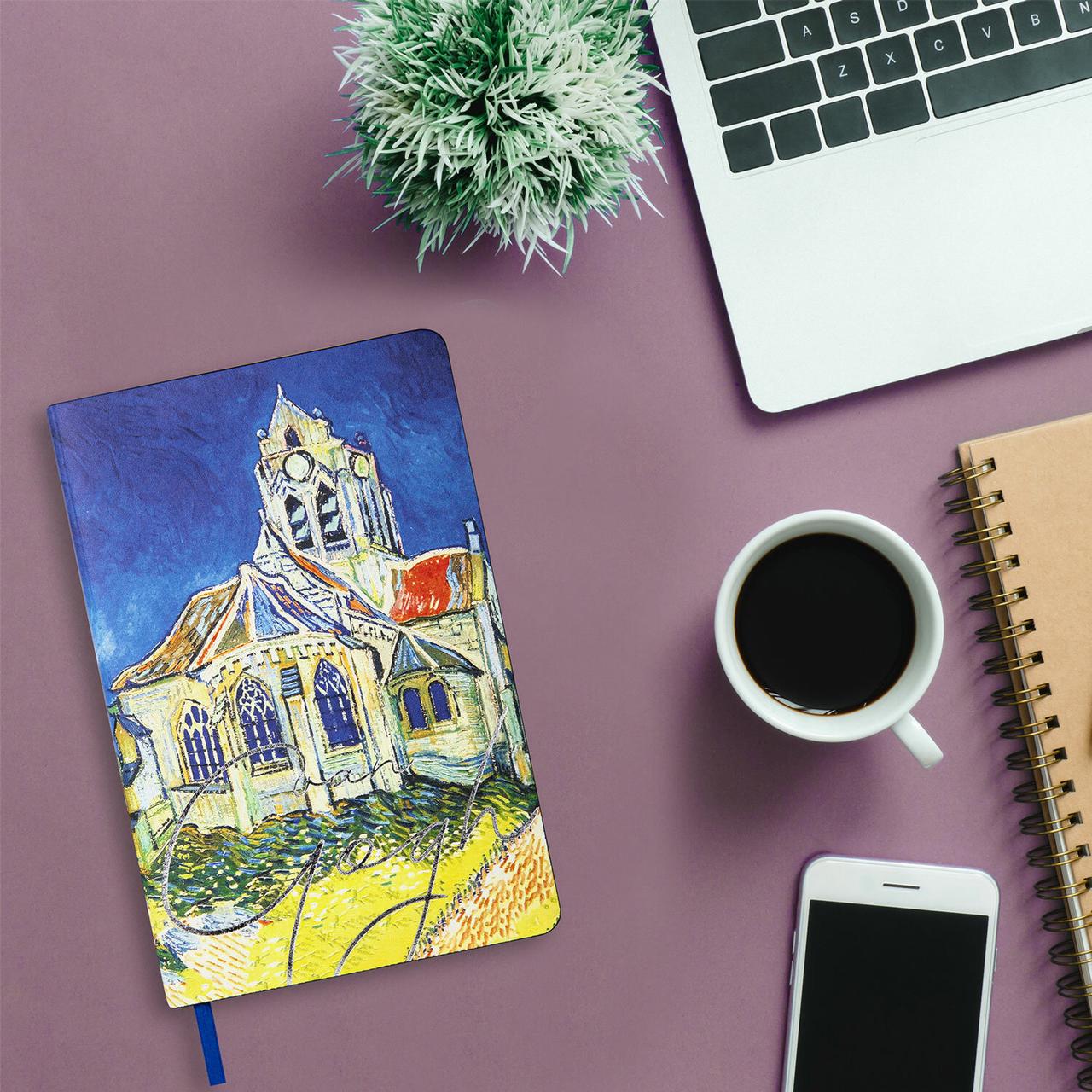 Ежедневник недатированный А5 (138*213 мм), VISTA, Церковь в Овере, 136 л., «Van Gogh», BRAUBERG - фото 2 - id-p224002468