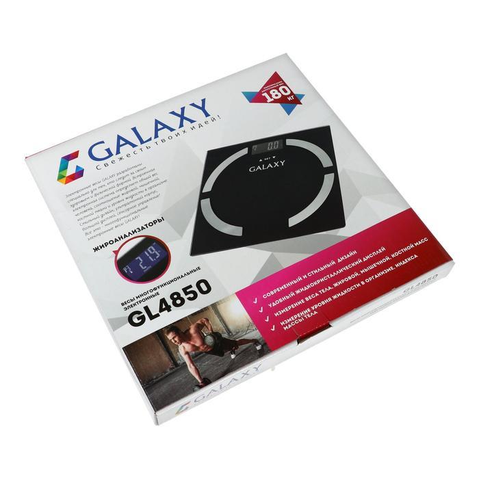 Весы напольные Galaxy GL 4850, диагностические, до 180 кг, 2хAAA, стекло, чёрные - фото 6 - id-p224003918