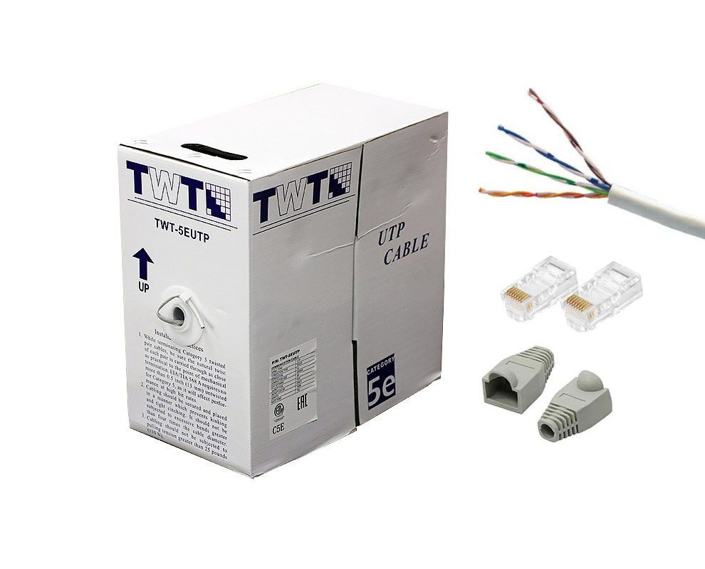 TWT UTP cat.5e 24AWG витая пара кабель информационный интернет медный нг(А)-LS фиолетовый, 305 метров - фото 2 - id-p223905230