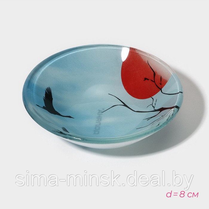Набор для суши из стекла Доляна «Журавль», 3 предмета: соусники 8×2 см, 8×6 см, подставка 25×15 см - фото 6 - id-p224003428