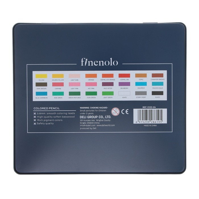 Карандаши художественные 24 цвета, Finenolo, 3.8 мм, шестигранные, в металлическом пенале - фото 5 - id-p224004638