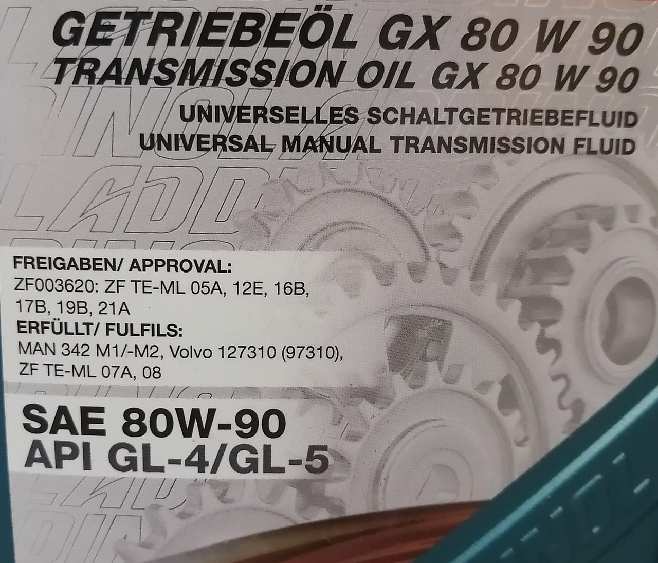 80W90 GX ADDINOL GL-4, GL-5 Трансмиссионное масло, 1л - фото 2 - id-p59014623