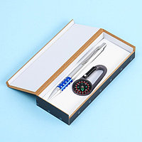 Набор подарочный 2в1: ручка, карабин-компас, цвета микс