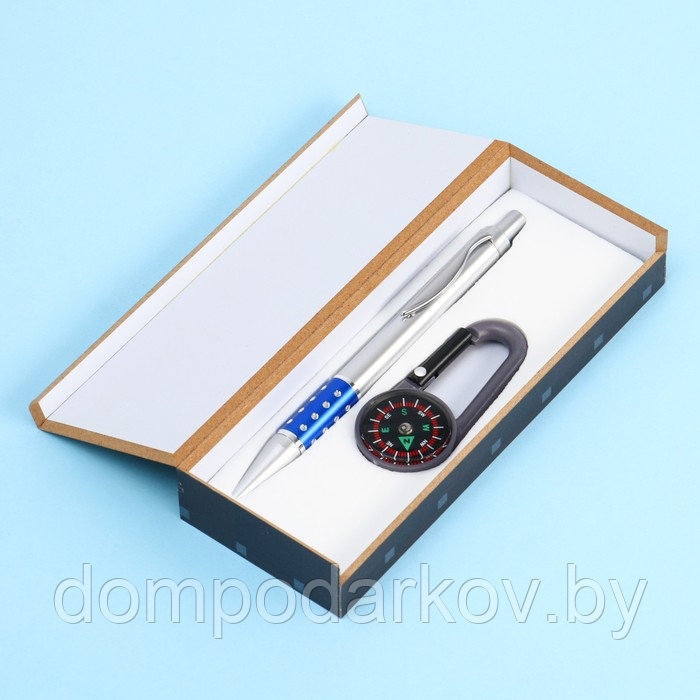 Набор подарочный 2в1: ручка, карабин-компас, цвета микс - фото 1 - id-p76561454