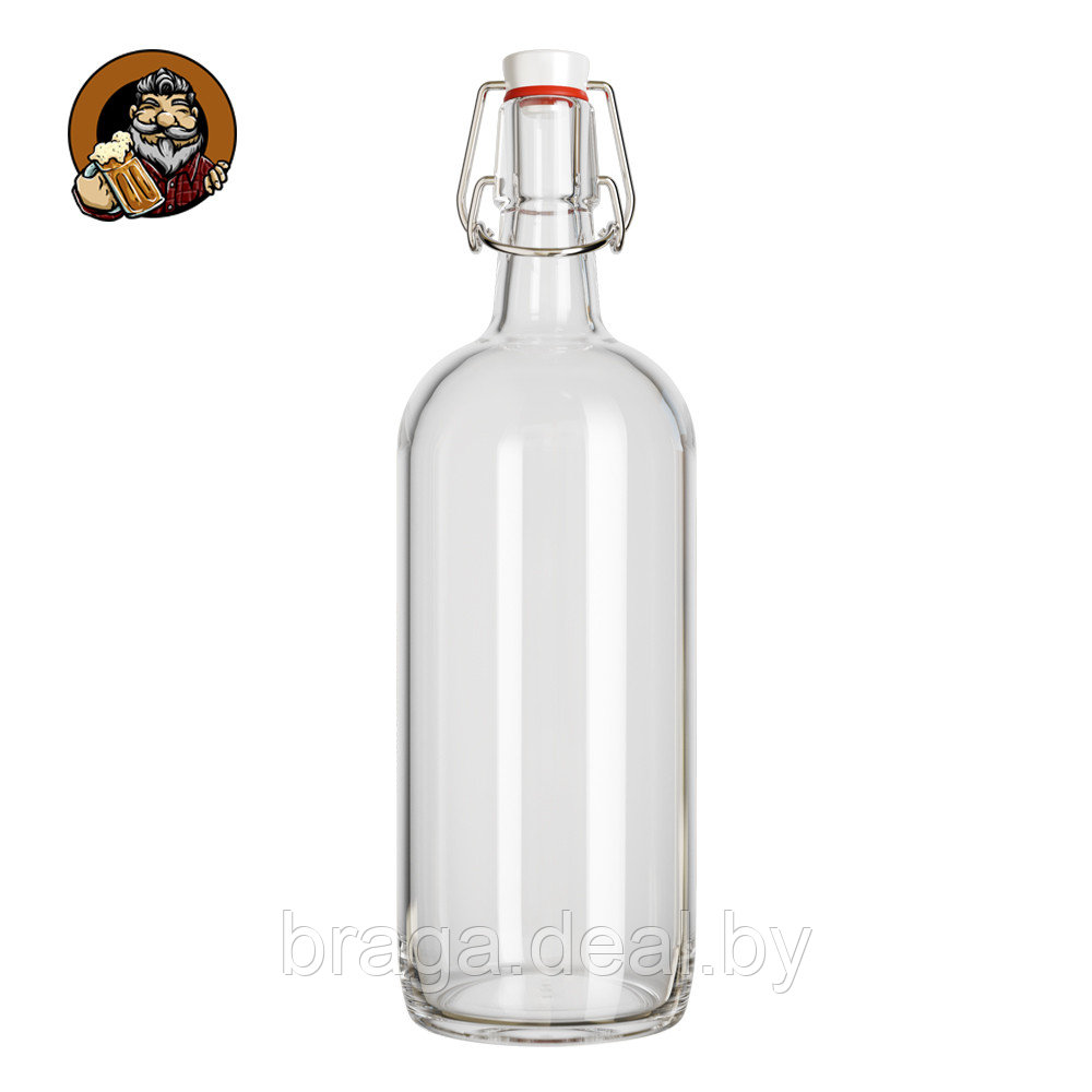 Бутылка Бомба прозрачная 1,0 л (с бугельной пробкой) - фото 1 - id-p224007810