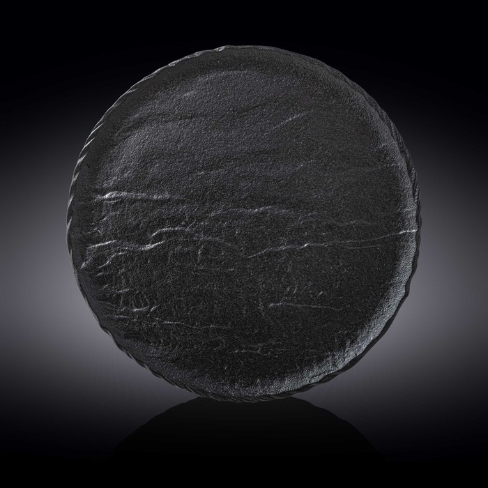 Тарелка круглая Wilmax England Sand Stone, d=33 см, цвет чёрный сланец - фото 1 - id-p224009184
