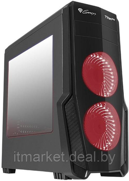 Корпус Genesis TITAN 800 (NPC-1128) Black (Miditower, ATX, USB3/0/USB2.0, 4xFan Red Led, w/o PSU, Window) - фото 3 - id-p224008035