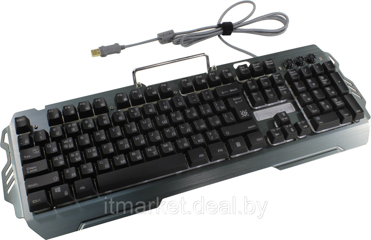 Клавиатура Defender Renegade GK-640DL RU (45640) Grey (USB, игровая, металл, с подсветкой, подставка под - фото 2 - id-p224008036