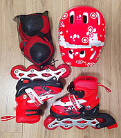 Детские ролики 28-32, роликовые коньки детские с комплектом защиты и шлемом раздвижные