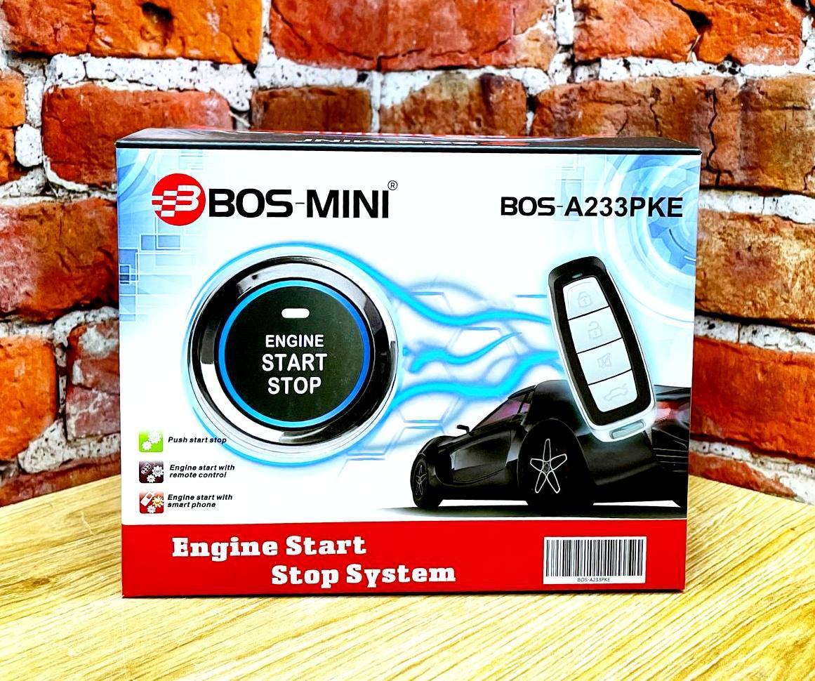 Автосигнализация BOS-MINI,BOS-A233 PKE, управление со смартфона. Кнопка Старт Стоп