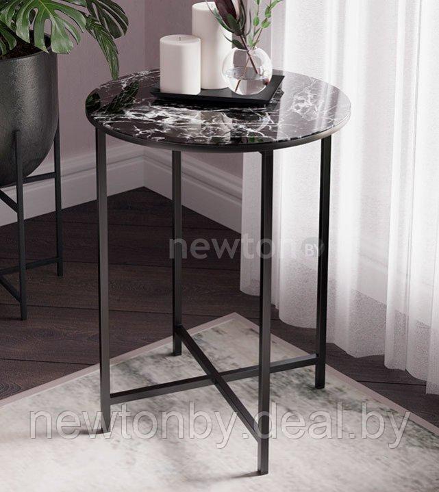 Журнальный столик Трия ДП 1-03-04 (стекло мрамор черный/черный) - фото 1 - id-p224011870