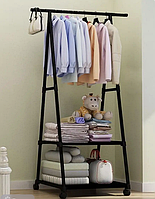 Вешалка передвижная напольная с полками Triangle clothes Rack 160х55х42 см./Стойка для вещей, обуви на колесах