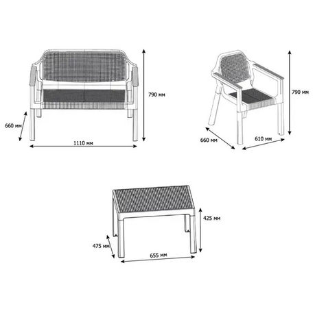 Набор мебели EASY COMFORT (диван, 2 кресла, стол), коричневый - фото 2 - id-p213537672