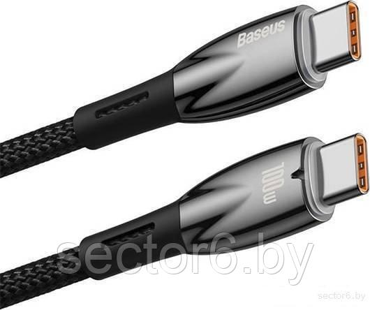 Кабель Baseus Glimmer Series Fast Charging Data Cable USB Type-C - Type-C 100W CADH000801 (2 м, черный) - фото 2 - id-p224012334