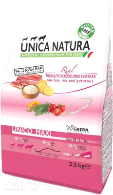 Сухой корм для собак Unica Natura Maxi ветчина, рис, картофель - фото 1 - id-p224012574