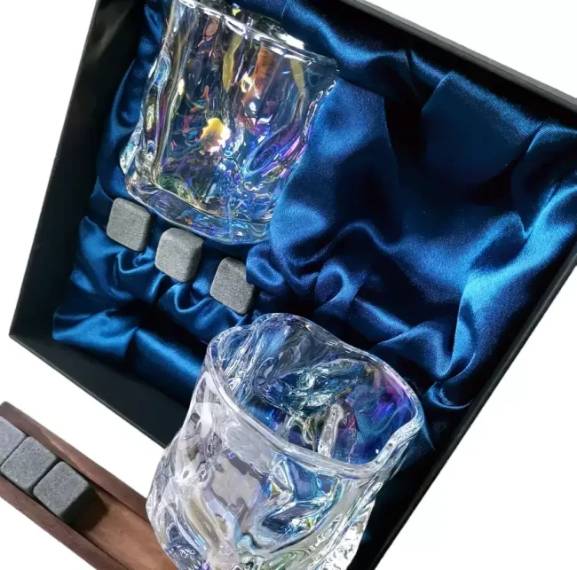 Подарочный набор для виски 2 стакана, подставка с камнями AmiroTrend ABW-311 blue pearl - фото 7 - id-p224013976