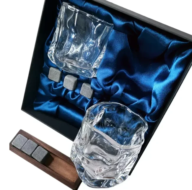 Подарочный набор для виски 2 стакана, подставка с камнями AmiroTrend ABW-311 blue crystal - фото 4 - id-p224013977