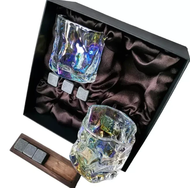 Подарочный набор для виски 2 стакана, подставка с камнями AmiroTrend ABW-311 brown pearl - фото 6 - id-p224013978