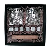 Подарочный набор для виски 2 стакана, подставка с камнями AmiroTrend ABW-311 brown crystal, фото 2
