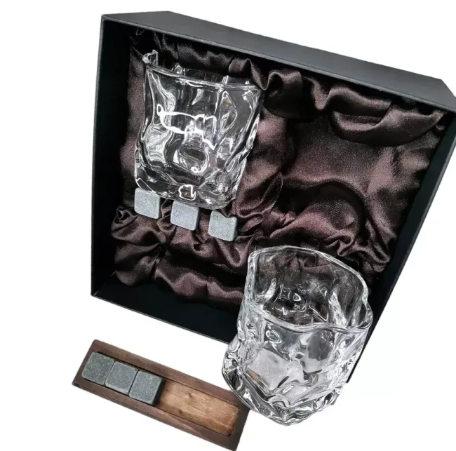 Подарочный набор для виски 2 стакана, подставка с камнями AmiroTrend ABW-311 brown crystal - фото 4 - id-p224013979