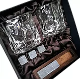 Подарочный набор для виски 2 стакана, подставка с камнями AmiroTrend ABW-311 brown crystal, фото 6