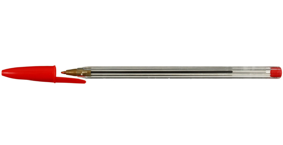 Ручка шариковая одноразовая OfficeSpace корпус прозрачный, стержень красный - фото 1 - id-p224014190