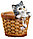 Кашпо цветочное полистоун «Котенок в круглой корзине» 20*18 см, 1,5 л, фото 2