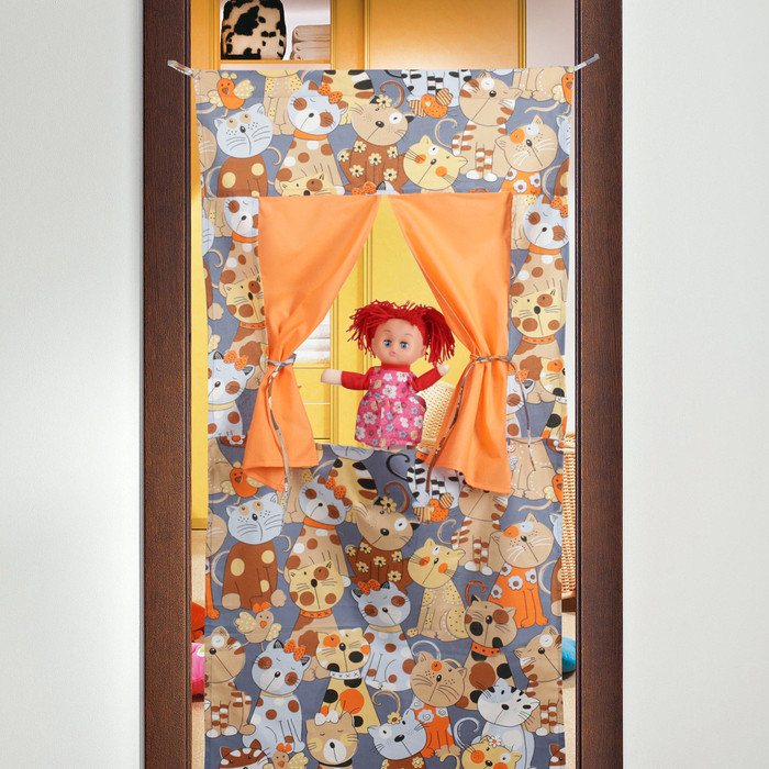 Ширма для кукольного театра «Котики», текстиль, р-р: 120×60 см - фото 1 - id-p224015660
