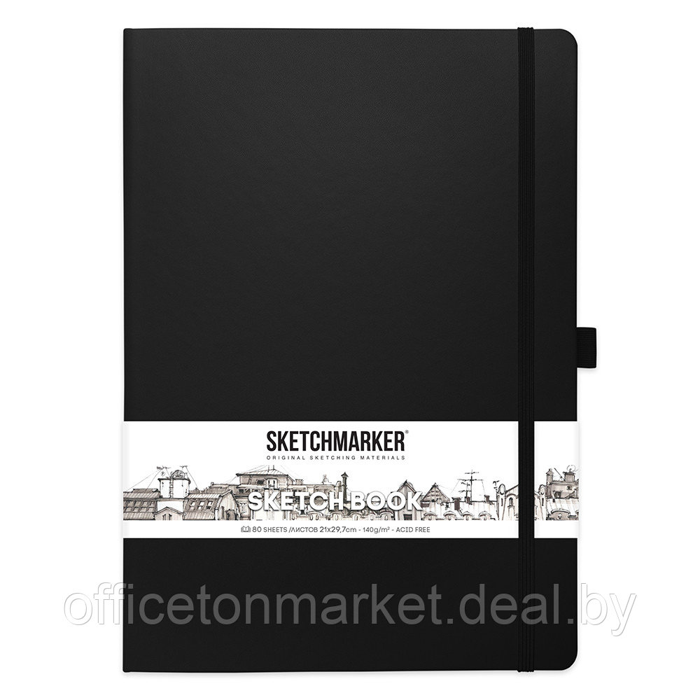Скетчбук "Sketchmarker", 21x30 см, 140 г/м2, 80 листов, черный - фото 1 - id-p224014470