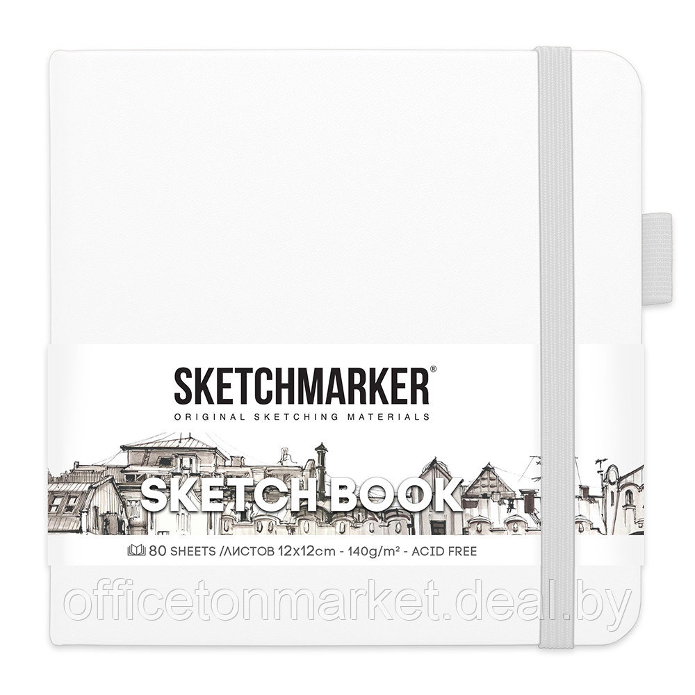 Скетчбук "Sketchmarker", 12x12 см, 140 г/м2, 80 листов, белый - фото 1 - id-p224014471