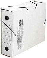 Папка архивная из микрогофрокартона на резинке OfficeSpace корешок 75 мм, 320*250*75 мм, белая
